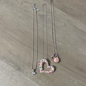 Silver tone necklaces with charms bundle preloved